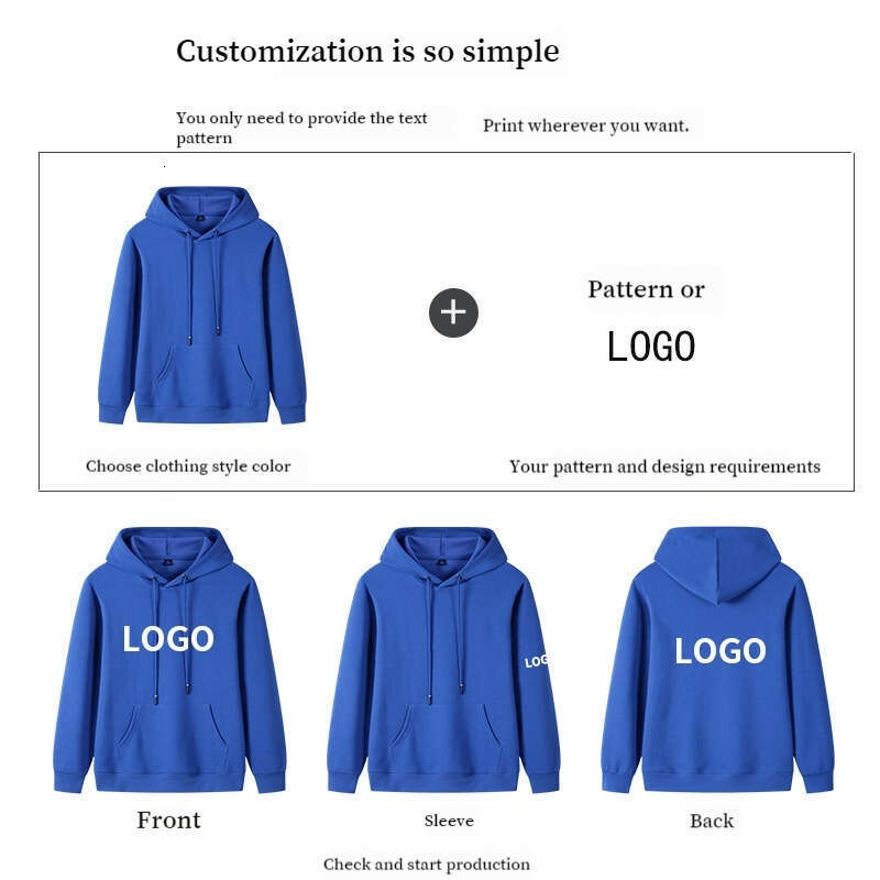 Autumn Pure Cotton Solid Color Blank Hoodie Sports Meeting Class Uniform Hooded Sweatshirt Red Long Sleeved Workwear Hoodie Customization