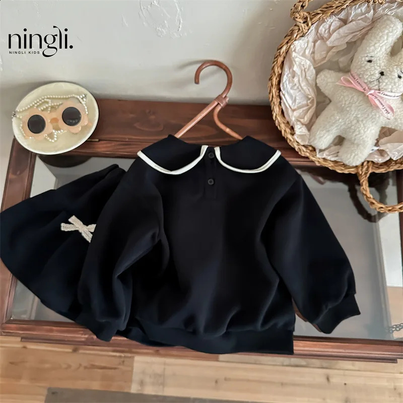 Autumn Kids Girls 2PCS Clothes Set Cartoon Printed Cotton Pullovers Knotbow Ruched Skirts Suit Toddler Baby Girls Outfits 240902