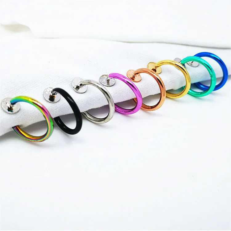 Fashion Personality Colors Clip on Nose Lip Ear Fake Stud Earrings Punk Goth Septum False Hoop Navel Body Ear clip JewelryX240913