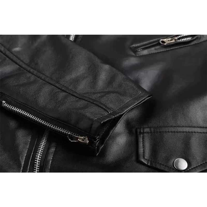 Mens PU Leather Vest Pop Motorcycle Leather Jacket Vest Mens Multi-zipper Punk Rock Sleeveless TopsX240913