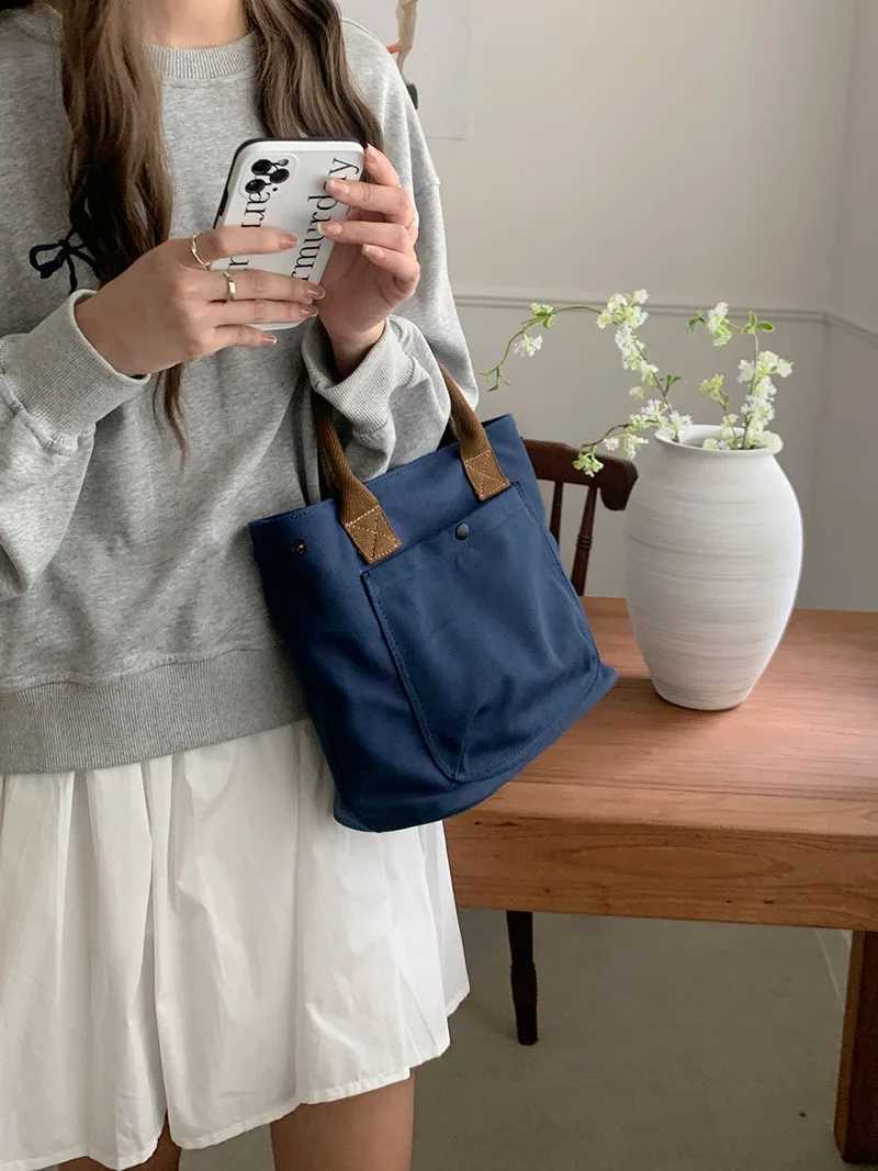 Urban Minimalist Female Student Large Capacity Commuting Horizontal Canvas Single Shoulder Diagonal Cross Portable Tote Bag 240913