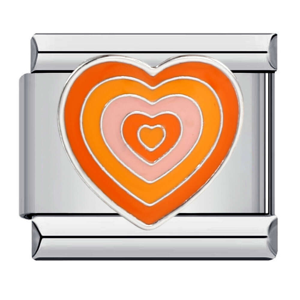 New Love Element Bead Titanium Gold Plated Enamel DIY Welding Pattern Bracelet Accessories Italian Charm Links Stainless Steel Fit 9Mm Jewelry Making 