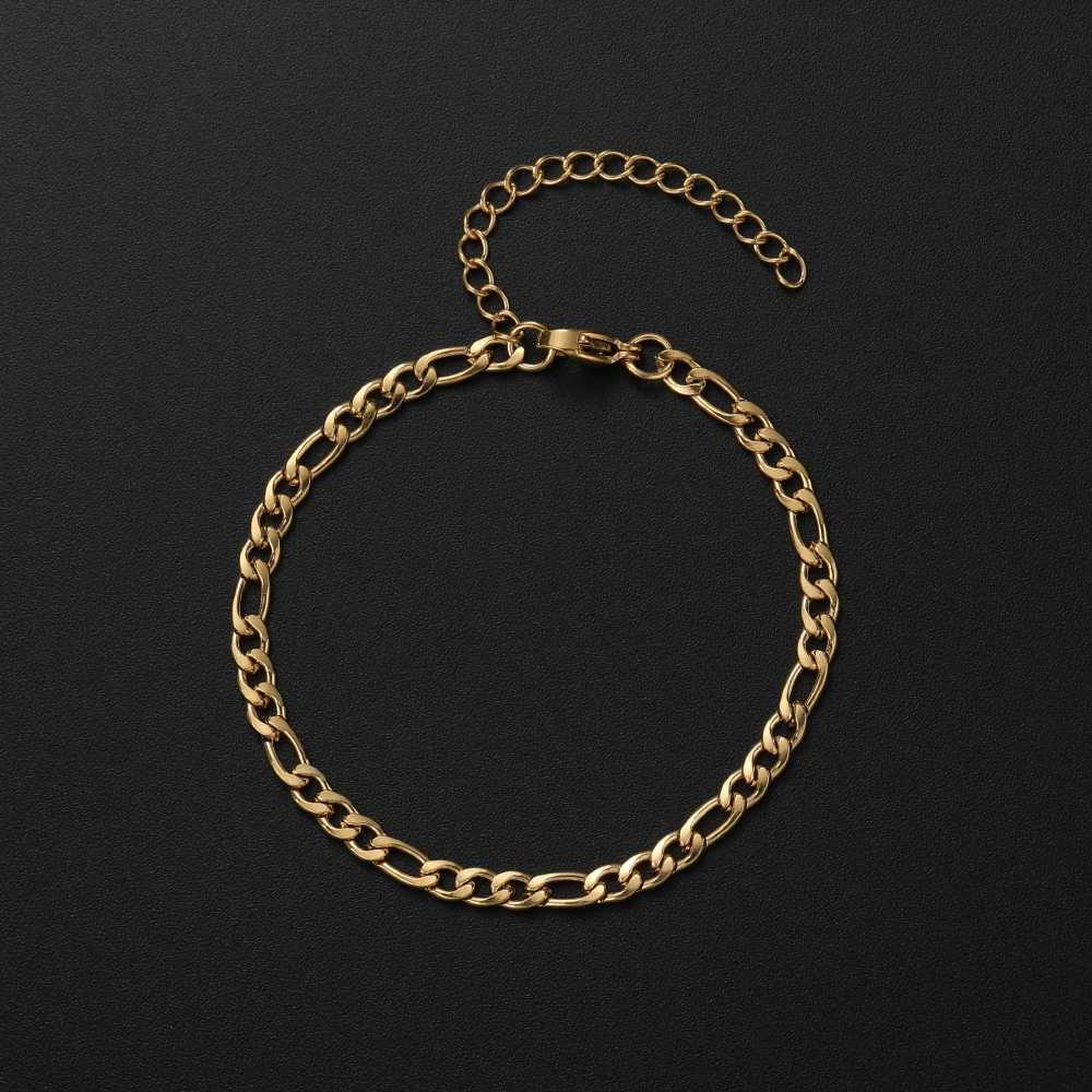Low Price Width 4MM Stainless Steel Golden Black Chain Bracelet For Men and Women Fashion Gift Jewelry Length 16+5CMX240913