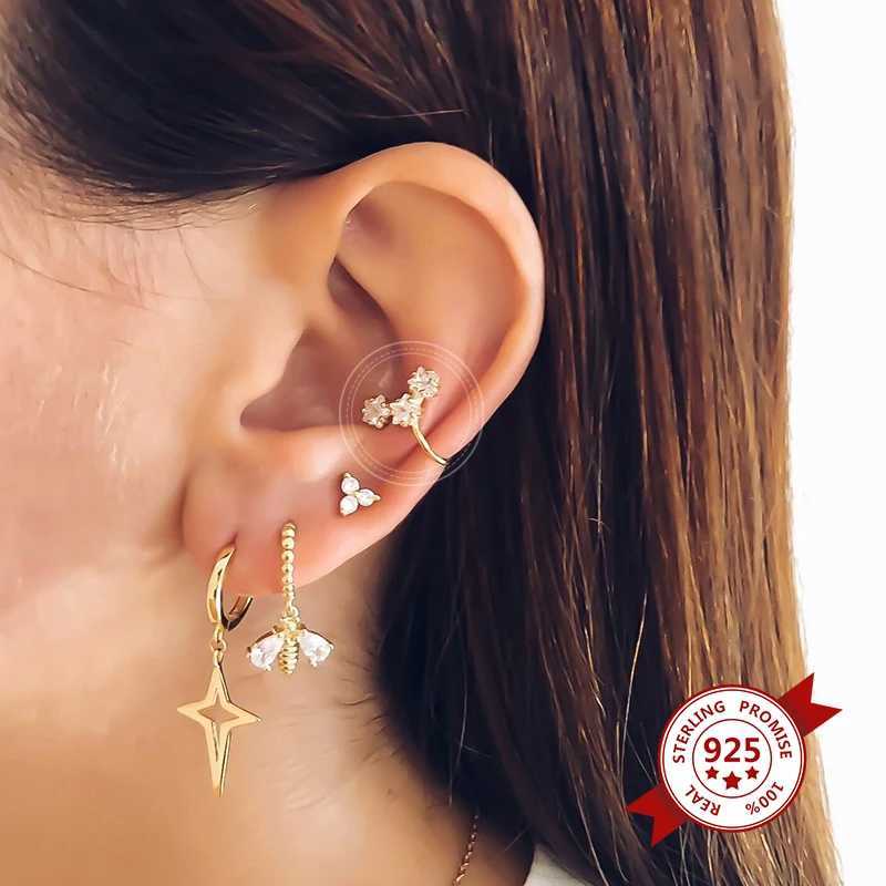 1PC 24k Gold Plated Stars flowers Clip Earring for Women Simple Crystal Ear Cuff Earrings Couples Appointment jewelry GiftX240913