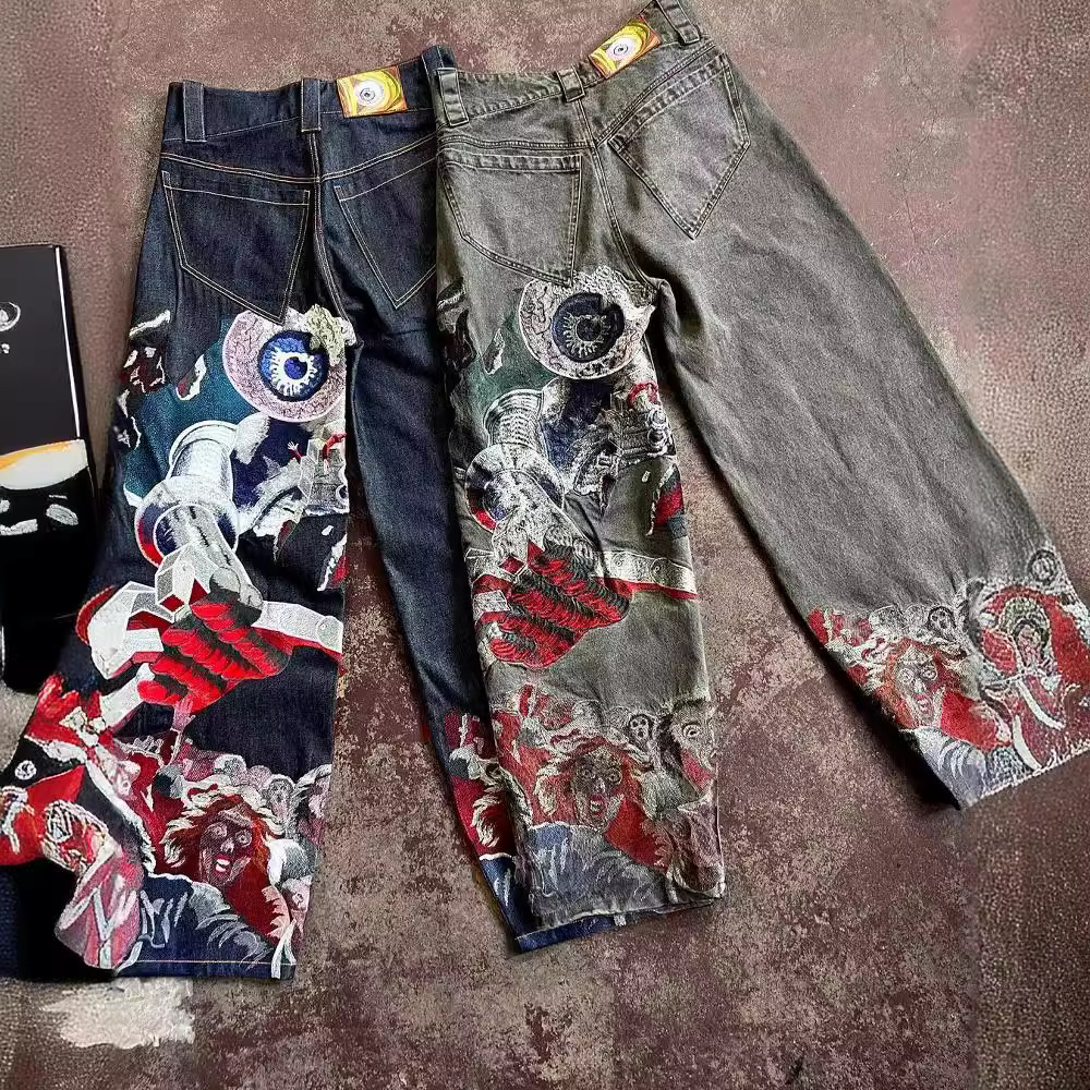 Men's Vintage Street Style Hip Hop Gothic Baggy Jeans Y2K Loose