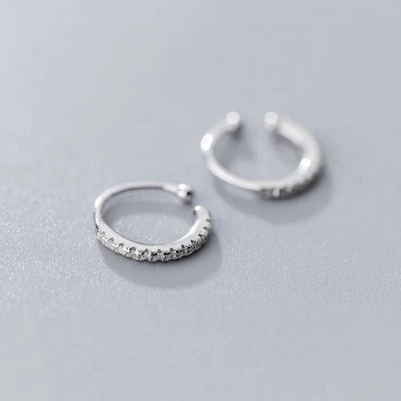 RYJU 925 Sterling Silver Shiny CZ Clip Earrings Ear Cuff for Women Without Piercing Earring Jewelry Minimalist AccessoriesX240913