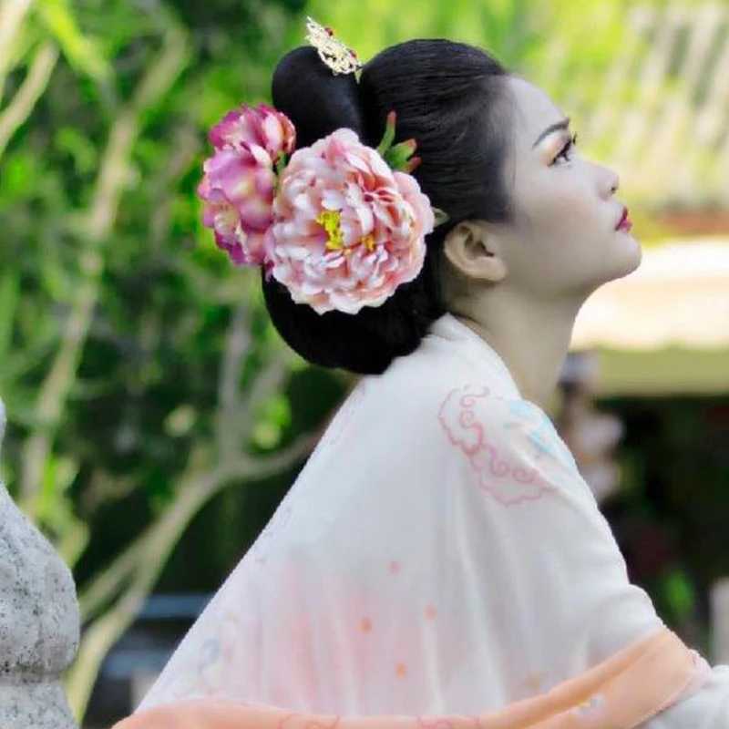 Chinese Hanfu Hair Accessories Peony Flowers Silk Flower Head Hairclips Barrette Tang Dynasty Costume Deco Headdress DIY HairpinX240913