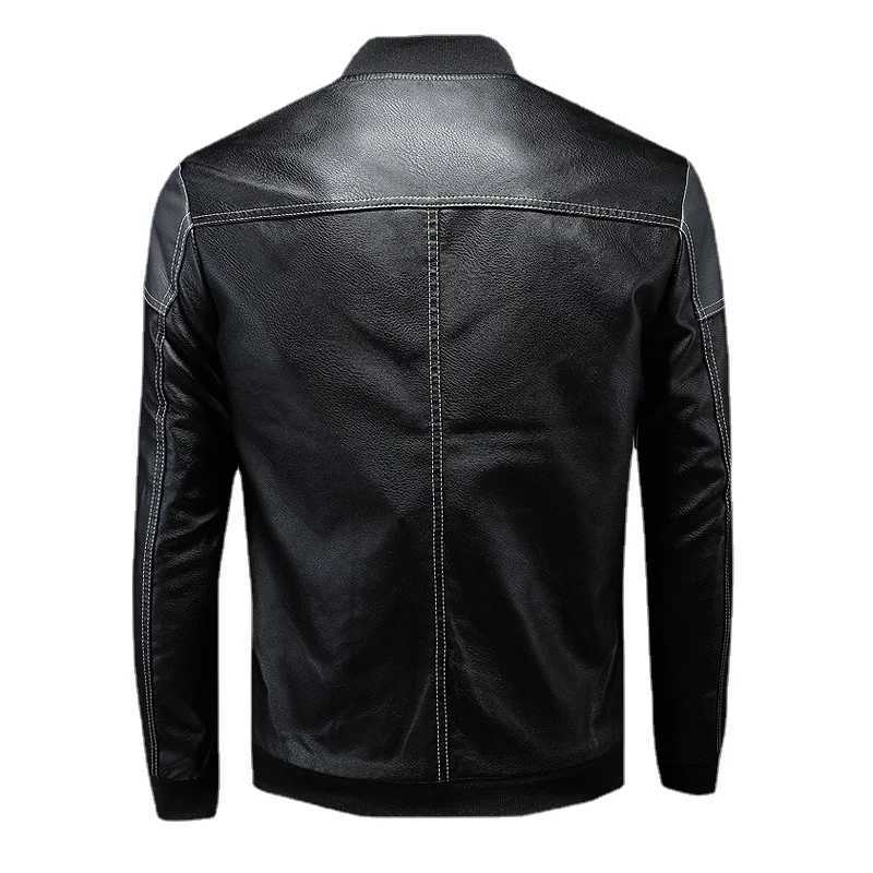 Men Leather Jackets Slim Fit Pu Motorcycle Jackets New Fashion Male Diagonal Zipper Leather Coats Spring Casual Jackets S-4XLX240913