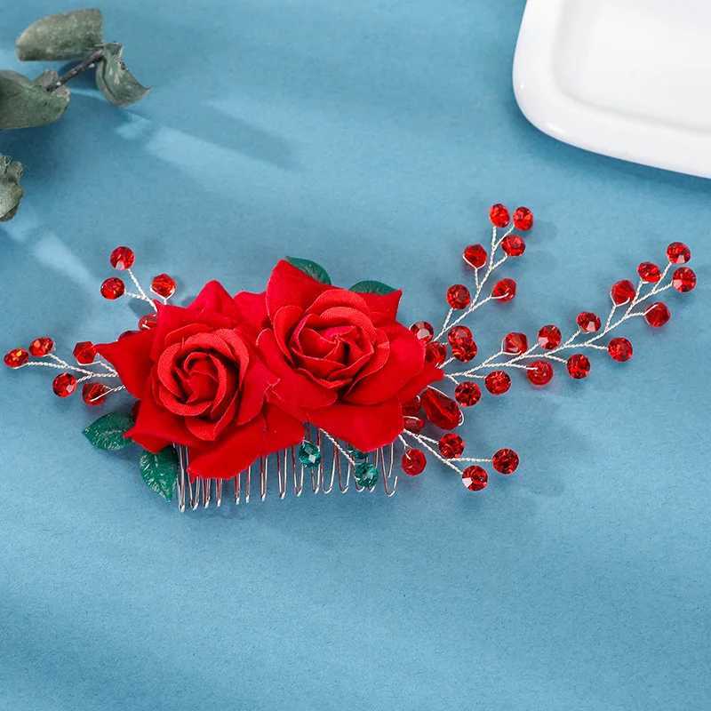 Bridal Flowers Hair Comb Rhinestones Hair Pins Hairclips Headdress Bridal Headband Wedding Hair Accessories Women JewelryX240913