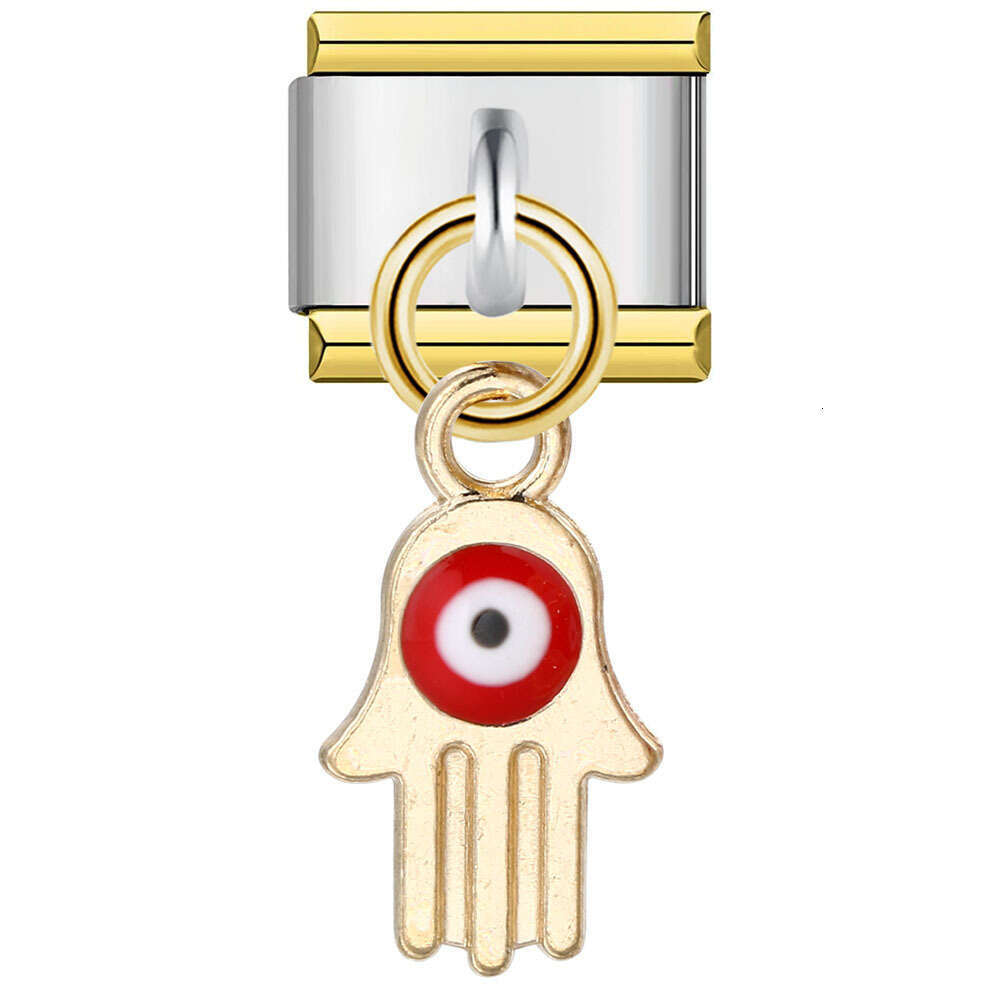 Single Hook Italian Module Bracelet Devil's Eye Pendant Elastic Splicing Titanium Steel Strap Chain Charm Links Stainless Fit 9Mm Jewelry DIY Mak