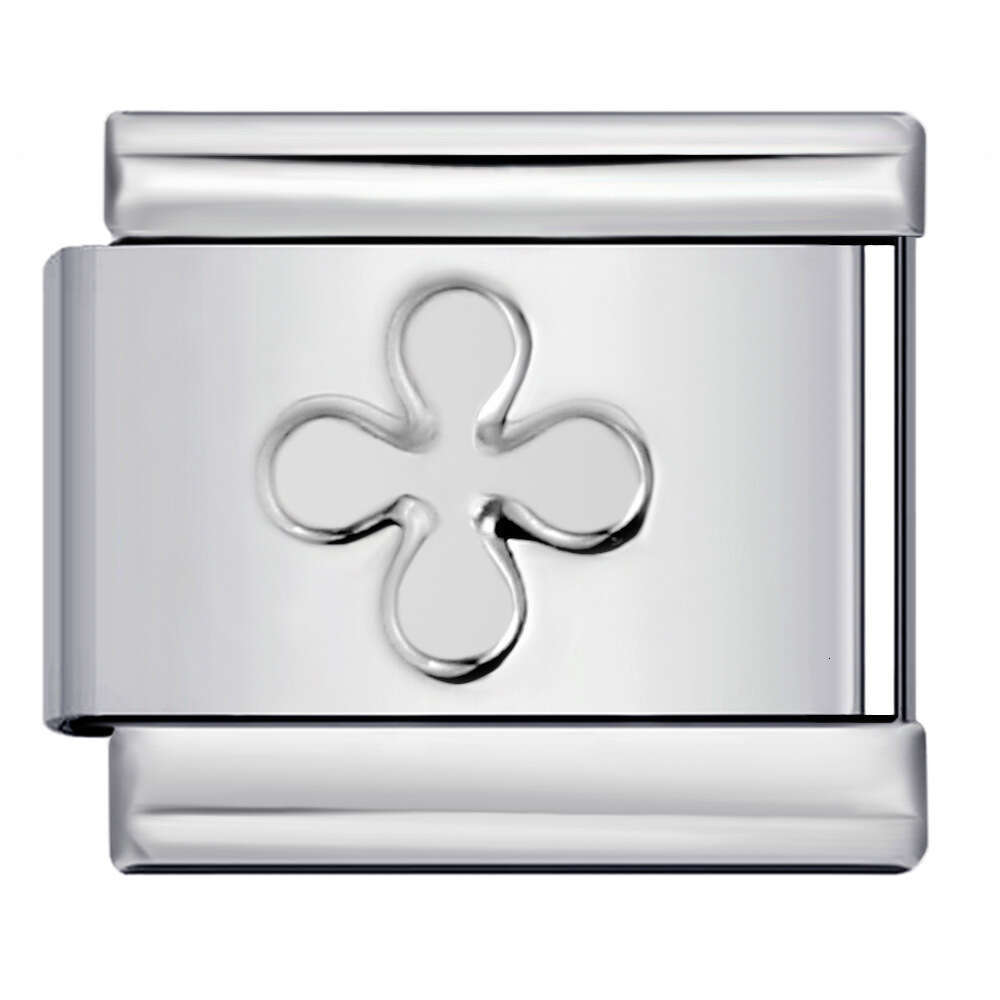 Concave Sier Titanium Steel Stamping Pattern DIY Bead Bracelet Italian Charm Bracelet Italian Charm Links Fit 9Mm Bracelet Jewelry DIY Making Gifts