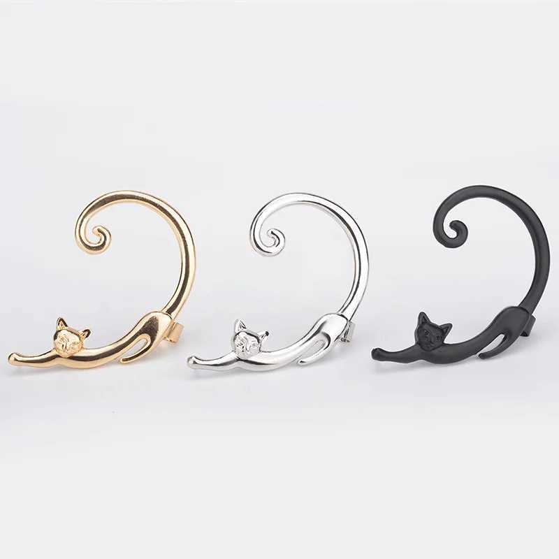 Unique Design Cat Clip Earrings for Women Men Funny Cute Animal Ear Cuff Earring Cool Hip-hop Fashion Jewelry No Piercing GiftsX240913
