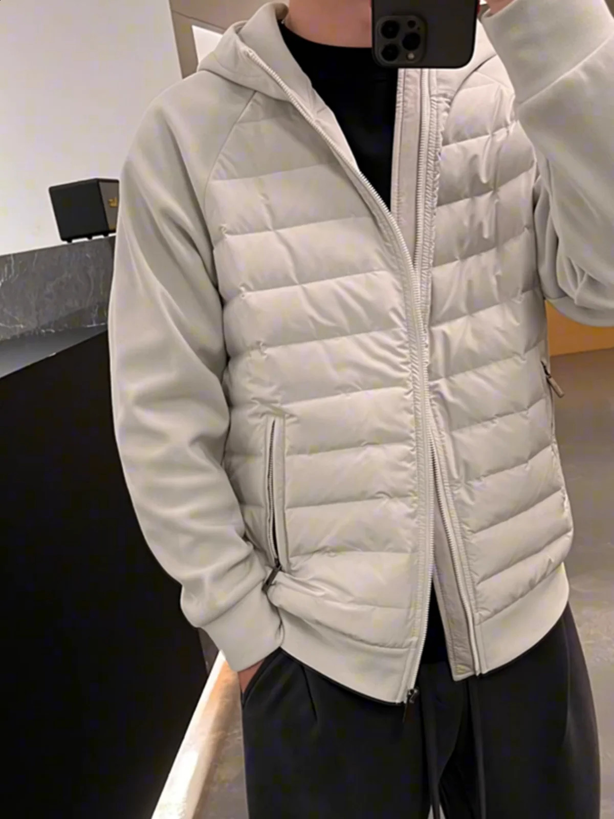 autumn and winter lightweight mens hoodie mens jacket windproof and warm wild casual jacket 240909