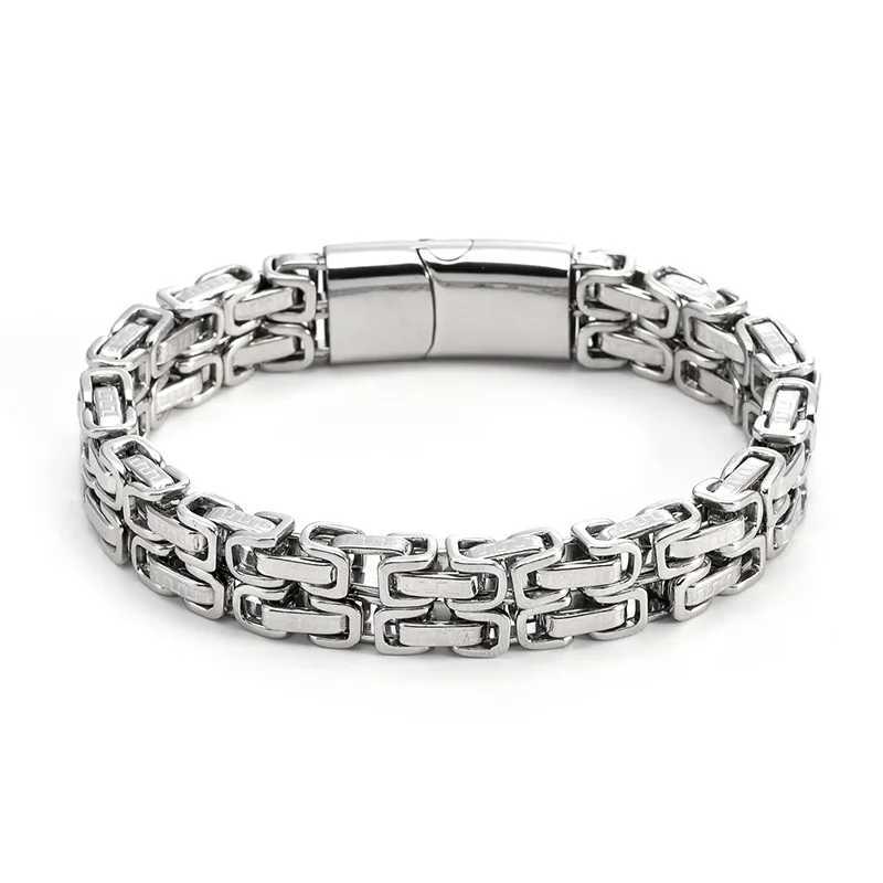316L Stainless Steel Simple Hip Hop Thick Byzantine Bicycle Chain Bracelet for Men Women Kpop Gift JewelryX240913