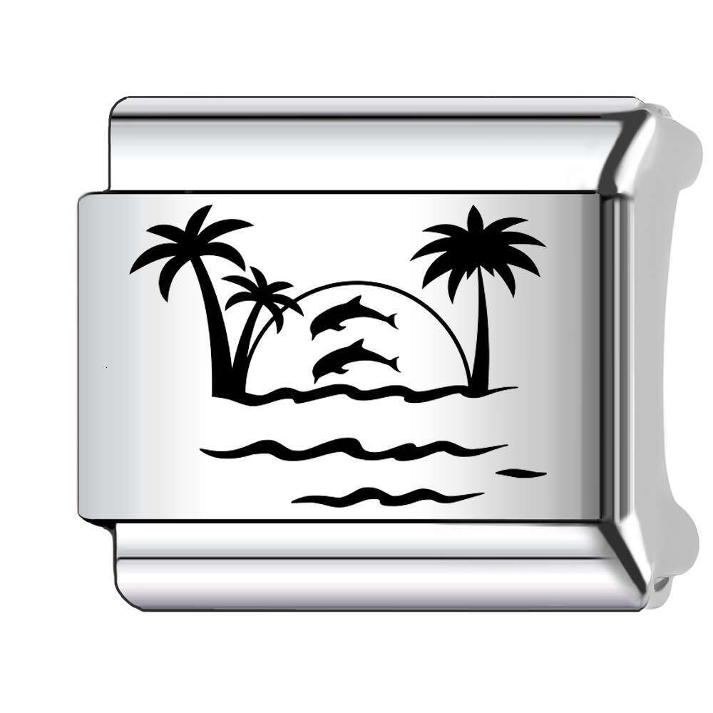 New Women's Gift summer Bead Italian Charms Links Bangle Beads Fit 9mm Stainless Steel Bracelet Making DIY For Women Fashion Jewelry