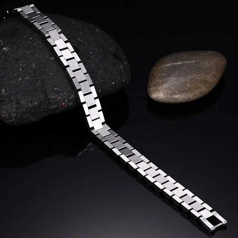 WatchBand Style Solid Stainless Steel Bracelet for Men Link Chain Brackelts Brazalet Male Jewelry ToneX240913