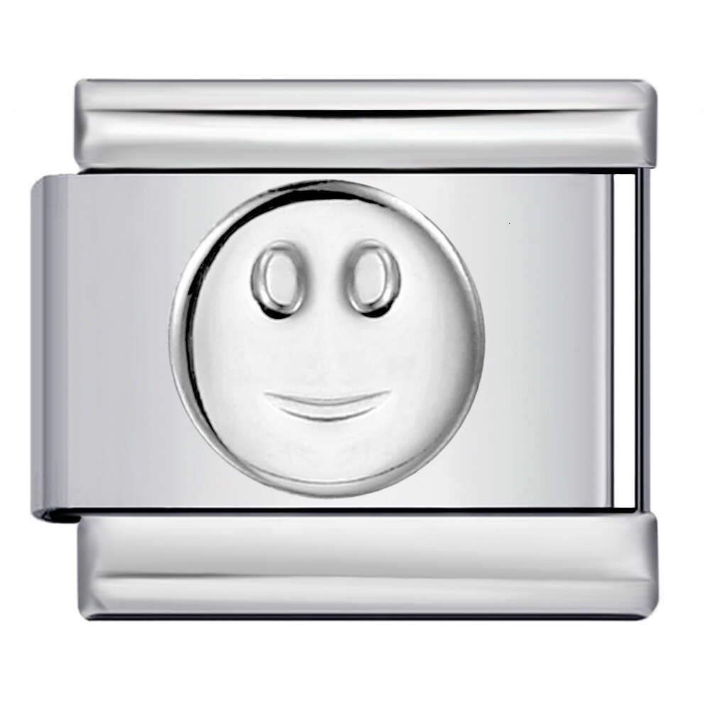 Titanium Convex Sier Stamping Pattern DIY Bead Bracelet Italian Charm Links Stainless Steel Fit 9Mm Jewelry Making Gifts