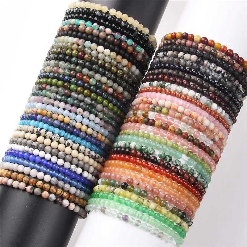 4mm Chakra Bead Energy Bracelet Natural Round Agate Elastic Bracelet Mens Handmade Yoga Jewelry W240913