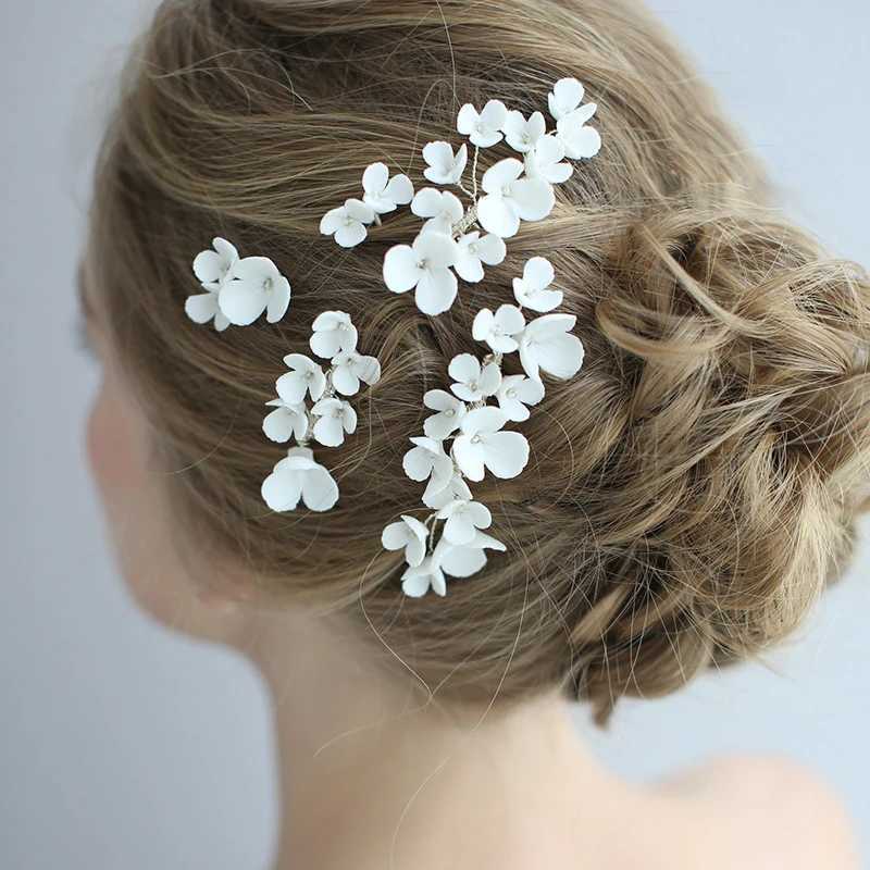Handmade High Quality Ceramic Flower Hair Combs Hair Accessories for Women Brides Wedding Tiara on The Head Ornaments HairpinsX240913