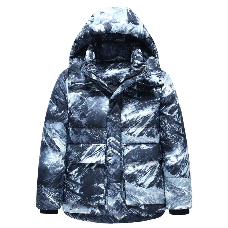 Winter 90% White Duck Down Mens Jacket High Quality Hoodie Thick Warm Down Jacket Loose Black Park 240913