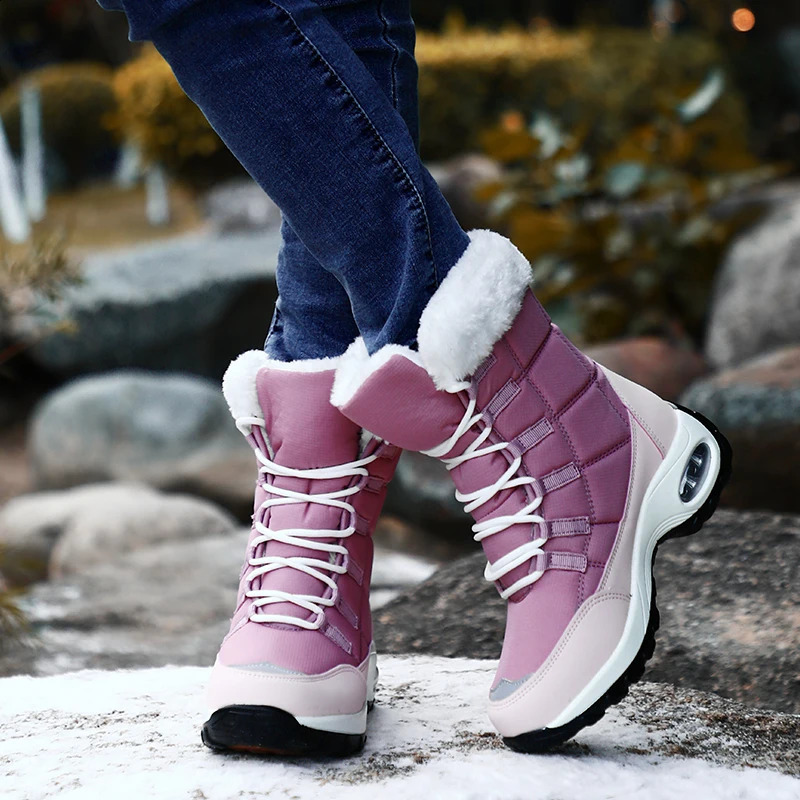 Winter Women High Quality Warm Snow Lace-up Comfortable Ankle Outdoor Waterproof Hiking Boots Size 36-42 240904 4