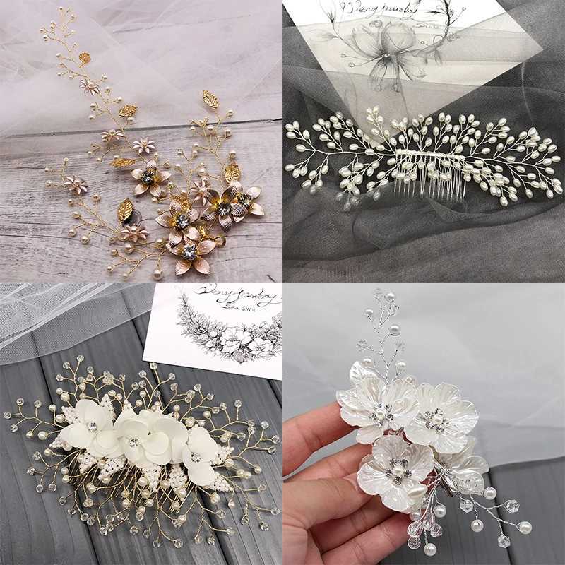 Wedding Elegant Crystal Bride Hair Comb Headwear Flashing Ornaments Rhinestone Pearl Bridal Hair Clip Accessories JewelryX240913