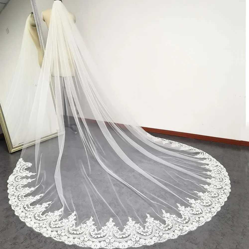 Cathedral Long Wedding Veil with Comb One Tier 3M New White Ivory Bridal Veils 1 Layer Welon for Bride Wedding AccessoriesX240913