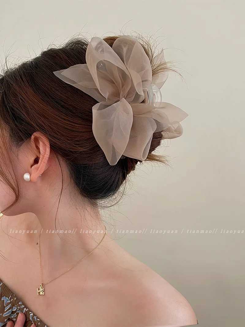 New Mesh Bow Grip Clip Female Ponytail Braid Hair Claw Clip Elegant Girl Hair Clip Hair Accessories Gift HeaddressX240912