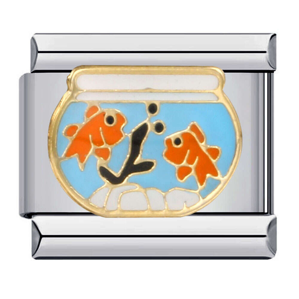 Bead Titanium Steel Welding Enamel DIY Bracelet Couple's Best Friend Birthday Gift Italian Charm Links Fit 9Mm Bracelet Jewelry DIY Making Gifts