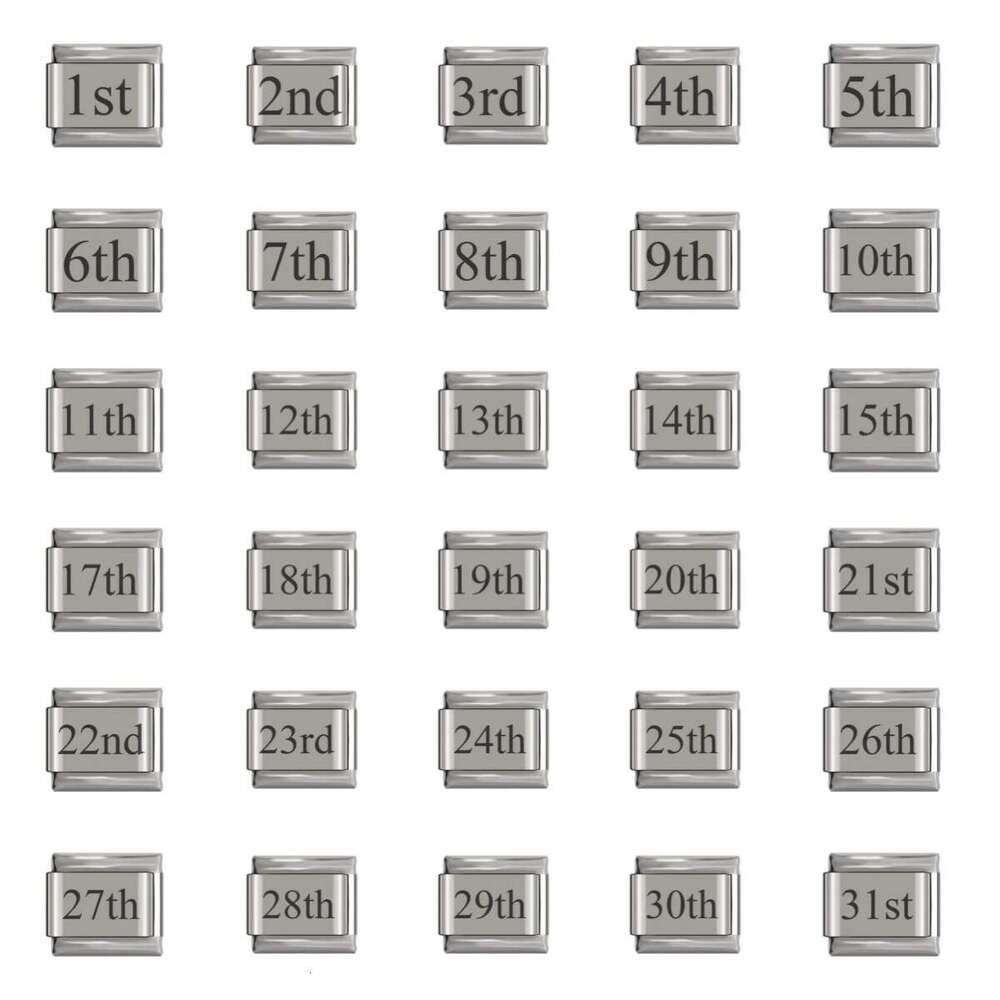 New stainless steel date module laser engraved bracelet Italian Bracelet Italian Charm Links Stainless Steel Fit 9mm Bracelet Jewelry DIY Making Gifts