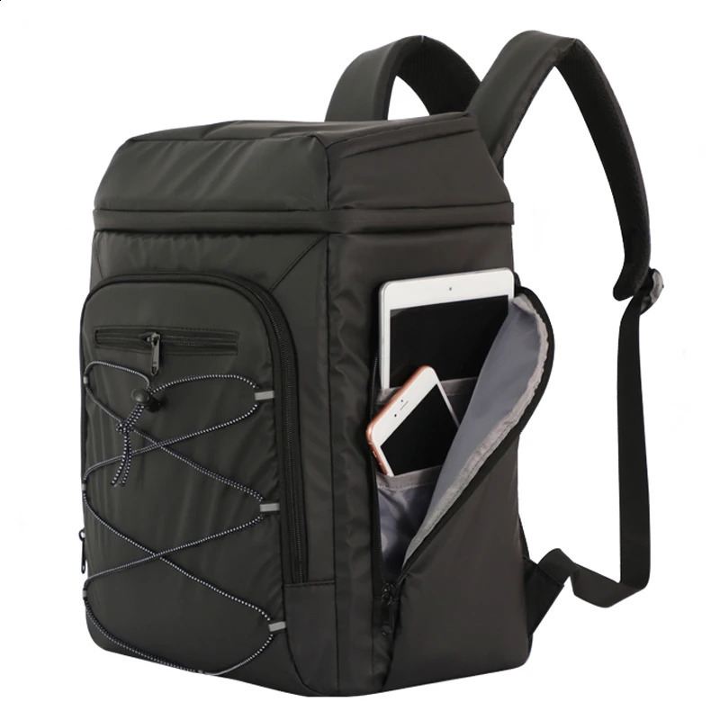 Large refrigerant bag 23L leather film 30 cans insulated backpack travel beach ice beer thermal insulation Denonis 240910