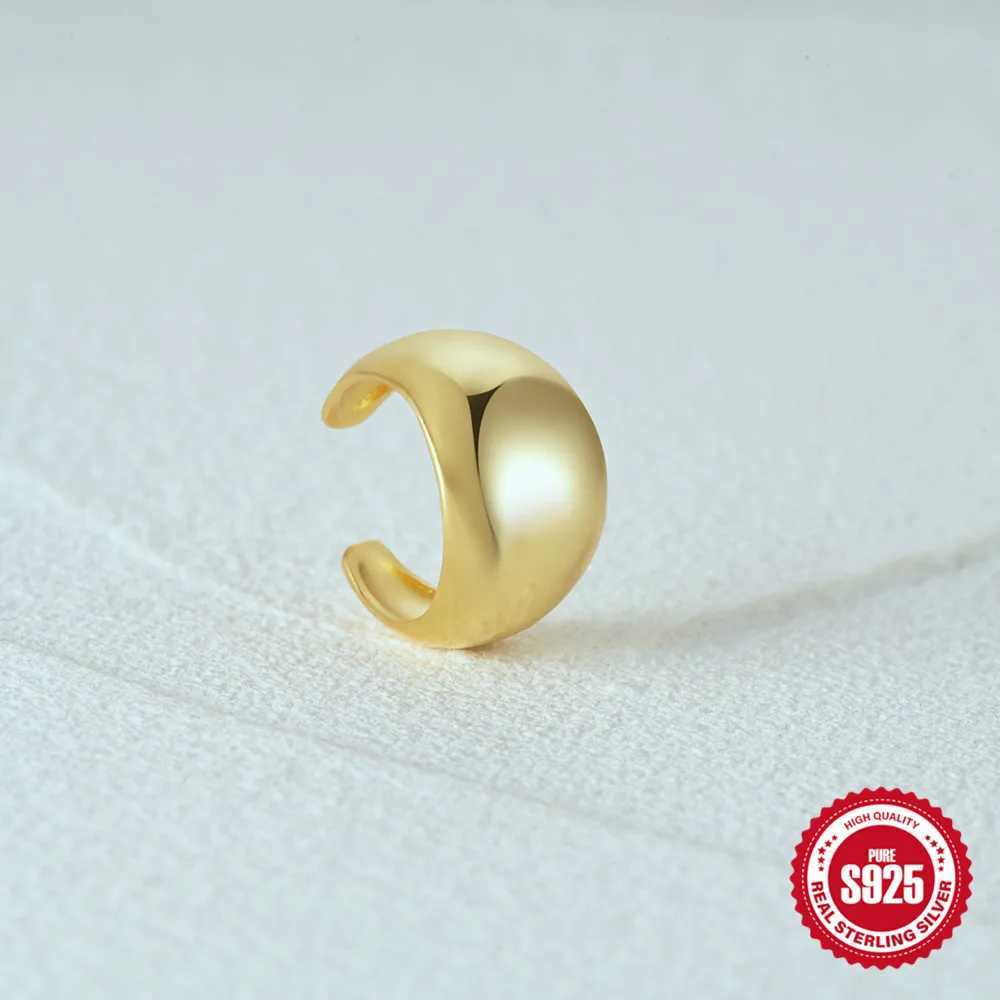 AIDE 925 Sterling Silver Wide 1cm C-shaped Ear Cuff Smooth Clip Earrings For Women Men 1 Piece Earcuff For Unpierce Ear JewelryX240913