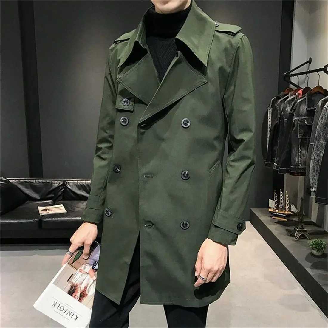 Men Clothing 2023 Men Over Knees Trench Spring Japanese Style Harajuku Tooling Coats Loose Retro Single Breasted Windbreaker Q74 Y240913