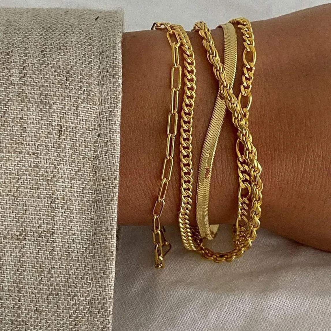 Classic Charm Snake Chain Bracelet Womens Trend Fashion Stainless Steel Cuba Bracelet Fashion Womens Gift Jewelry Gift 240909