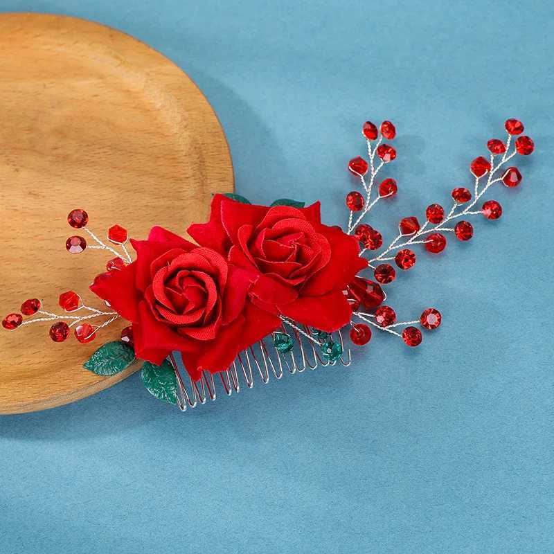 Bridal Flowers Hair Comb Rhinestones Hair Pins Hairclips Headdress Bridal Headband Wedding Hair Accessories Women JewelryX240913