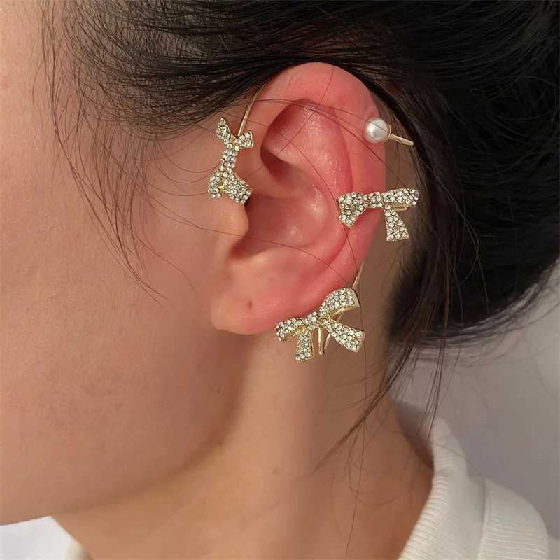 Gold Silver Color Metal Butterfly Ear Clips Without Piercing For Women Sparkling Zircon Ear Cuff Clip Earrings Wedding JewelryX240913