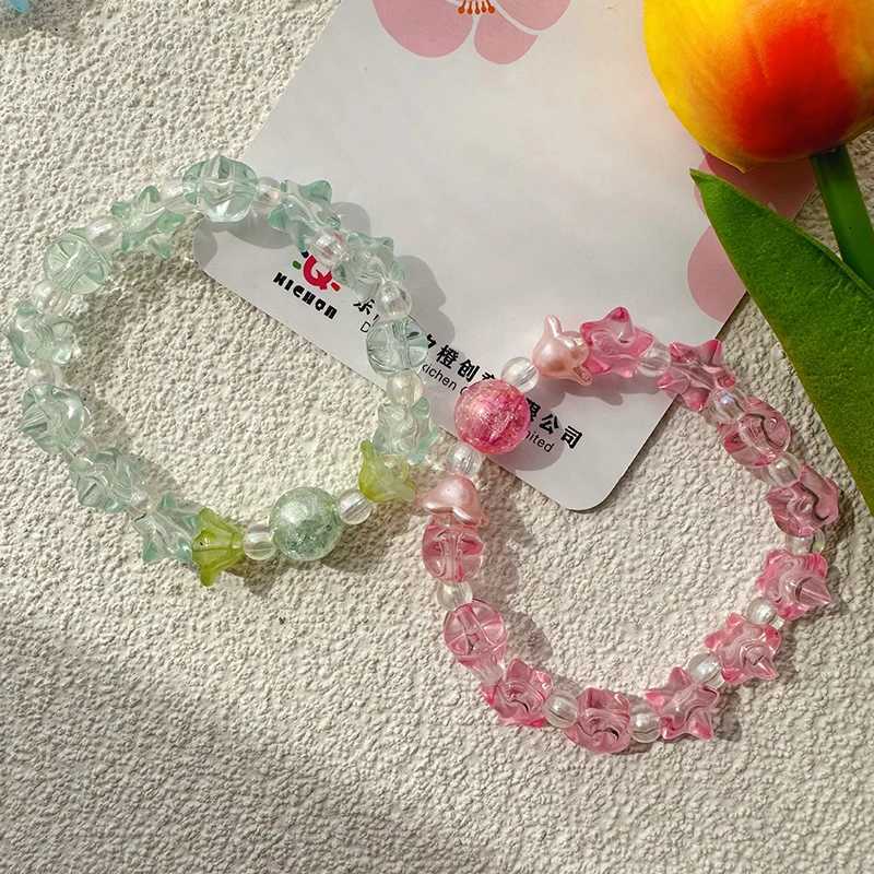 Ins Handmade Beaded Bracelet Cute Soft Cute Female Student Bracelet Transparent Colored Pentagonal Handmade Jewelry W240913