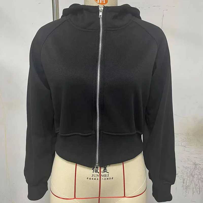 Zipper up Hoodies Woman Clothing Thick Sweatshirts Winter Warm Clothes Female Solid Long Sleeve Hooded Tops Outerwear Coats M240912
