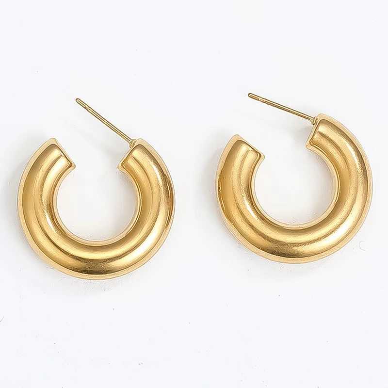 Punk Non Piercing Chunky Round Circle Clip Earring for Women Gold Plated C Shape Ear Cuff Stud Tube Thick Earclips Jewelry GiftsX240913