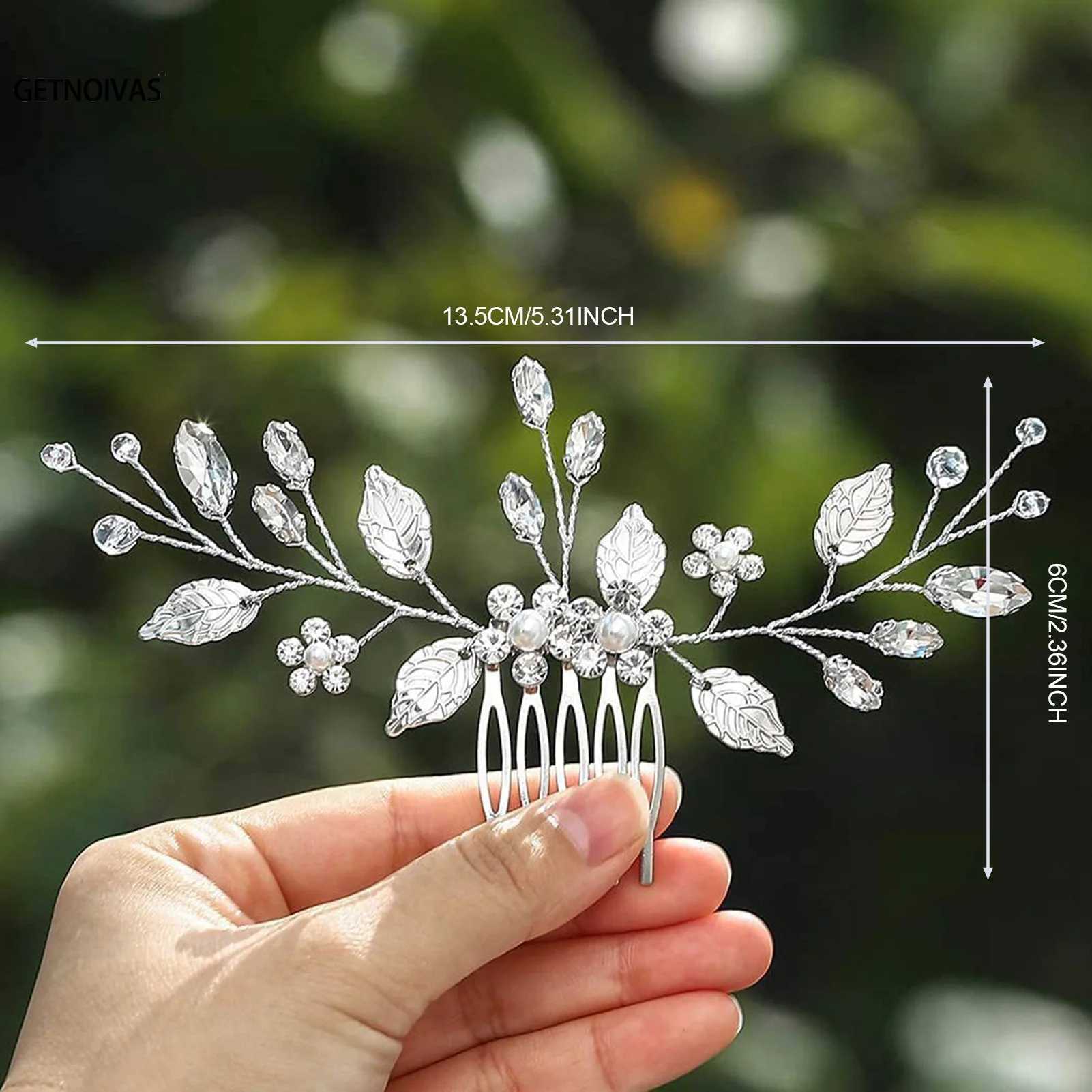Pearl Rhinestone Wedding Hair Combs Hair Accessories For Women Alloy Leaf Hair Pin Hair Jewelry Headdress Bridal HeadpieceX240913