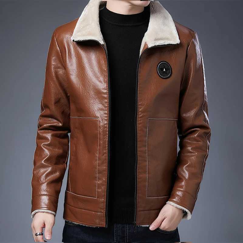 2023 Men Winter New Leather Jackets Autumn and Winter Fur Coat with Fleece Warm Fur Pu Jacket Biker Warm Leather CSL559 4XLX240913