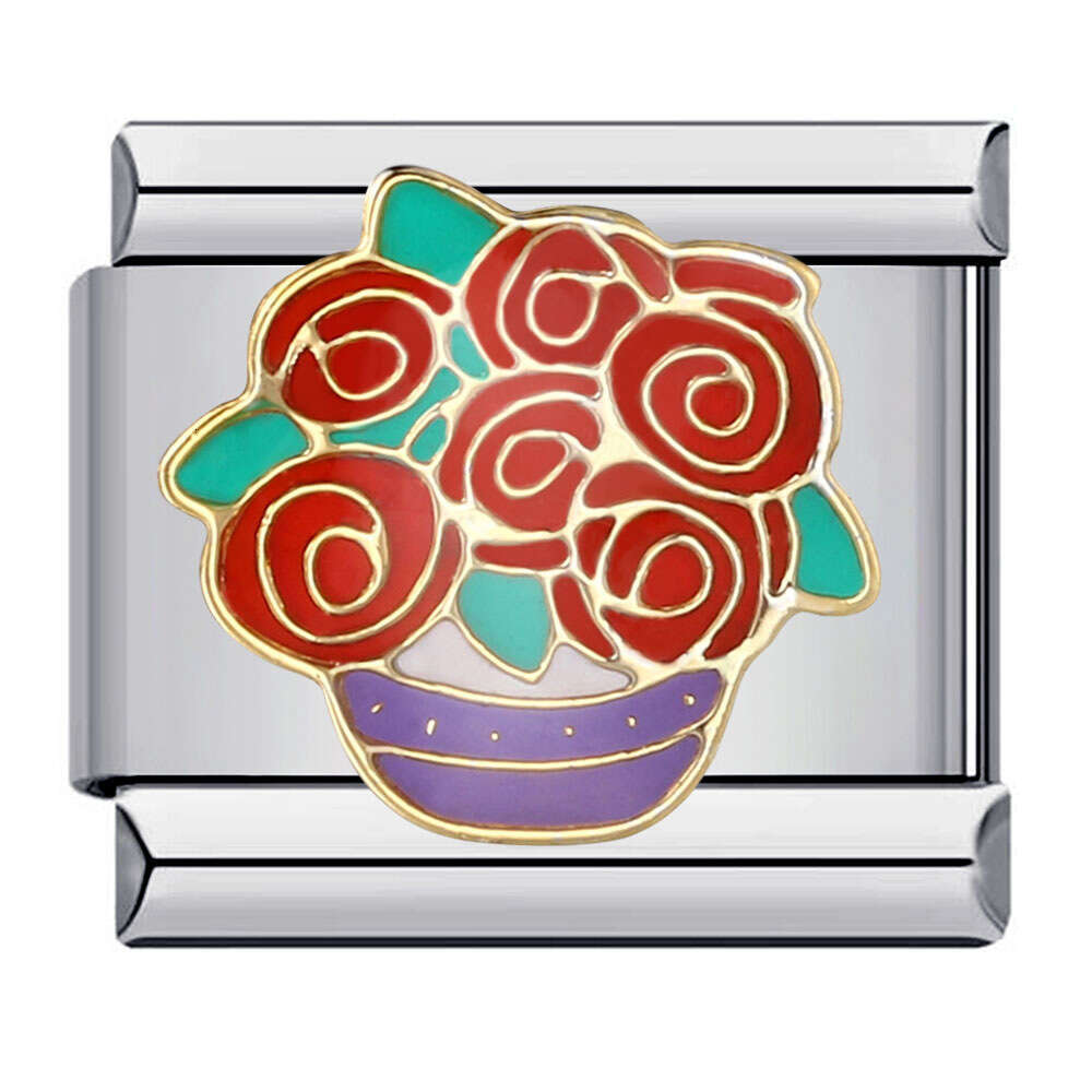 New Leisure Vacation Titanium Welding Enamel DIY Bead Bracelet Fashion Personalized Strap Chain Italian Charm Links Stainless Steel Fit 9Mm Jewelry Ma