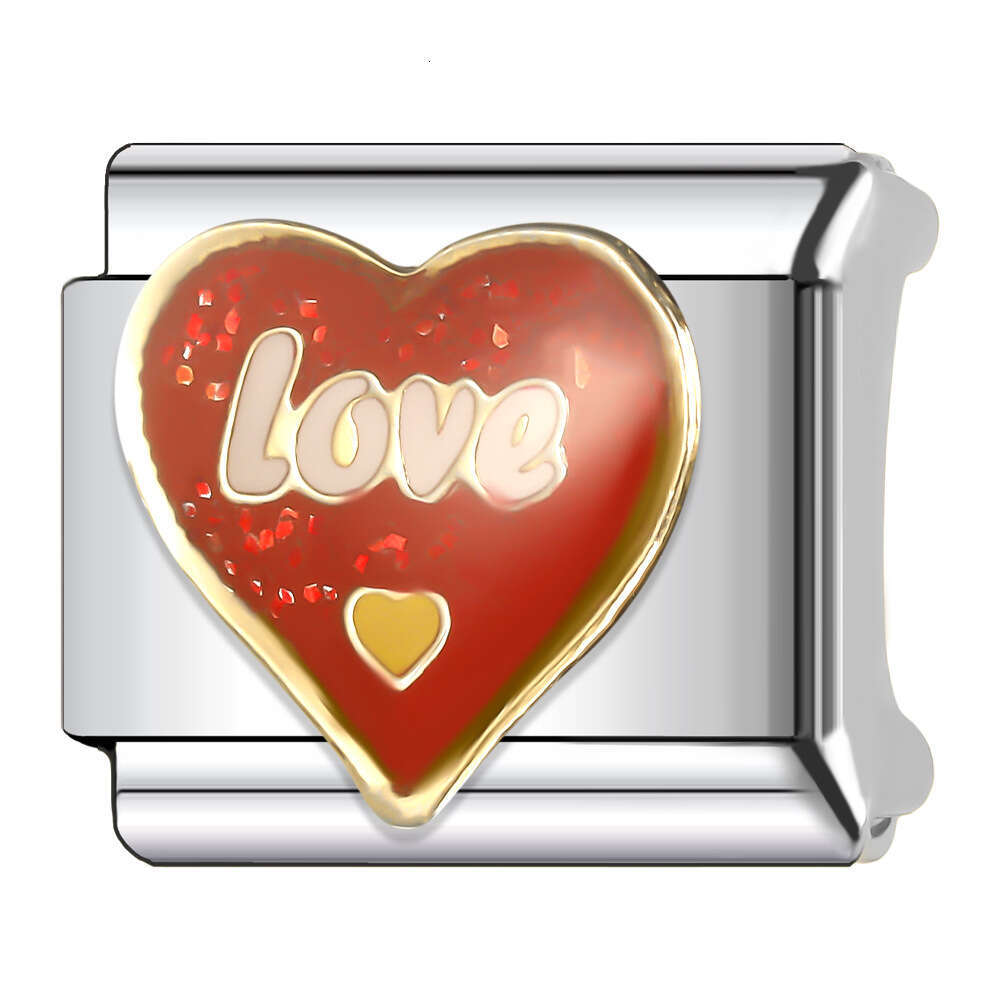 New Women's Gift rainbow heart Bead Italian Charms Links Bangle Beads Fit 9mm Stainless Steel Bracelet Making DIY For Women Fashion Jewelry