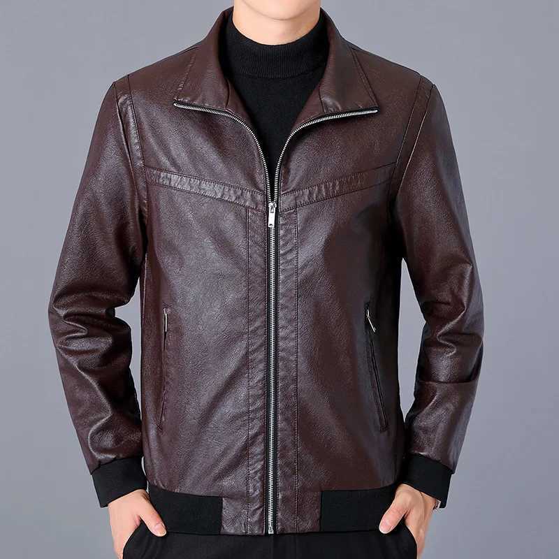 Spring Autumn Men Jacket Black Leather Coat Concise Young Man Bomber Jackets Zipper Leather Jacket for Men Plus Size M-5XL MY266X240913