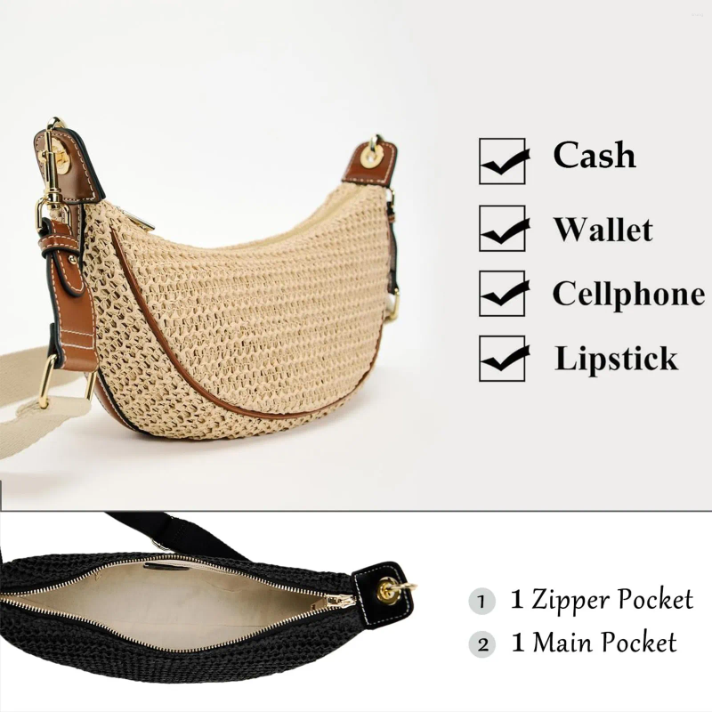 Ladies Crossbody Bag Crescent Dumpling Small Casual Shoulder Purse Handbag - Adjustable Strap PU Leather Multi-Color