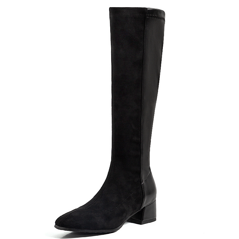 Knee Fashion High Women Suede Autumn Winter Warm Boots Female Black Low Heels Riding Boot Footwear Shoes Woman Comfortable bee1