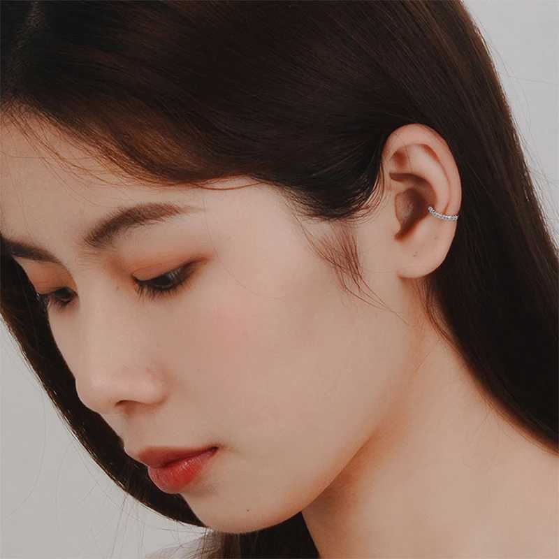 925 Silver Simple Zircon Crystal Clip on Ear Cuff Earring Women Small Mini Ear Clip Cuffs Without Piercing Hole Fake EarringsX240913