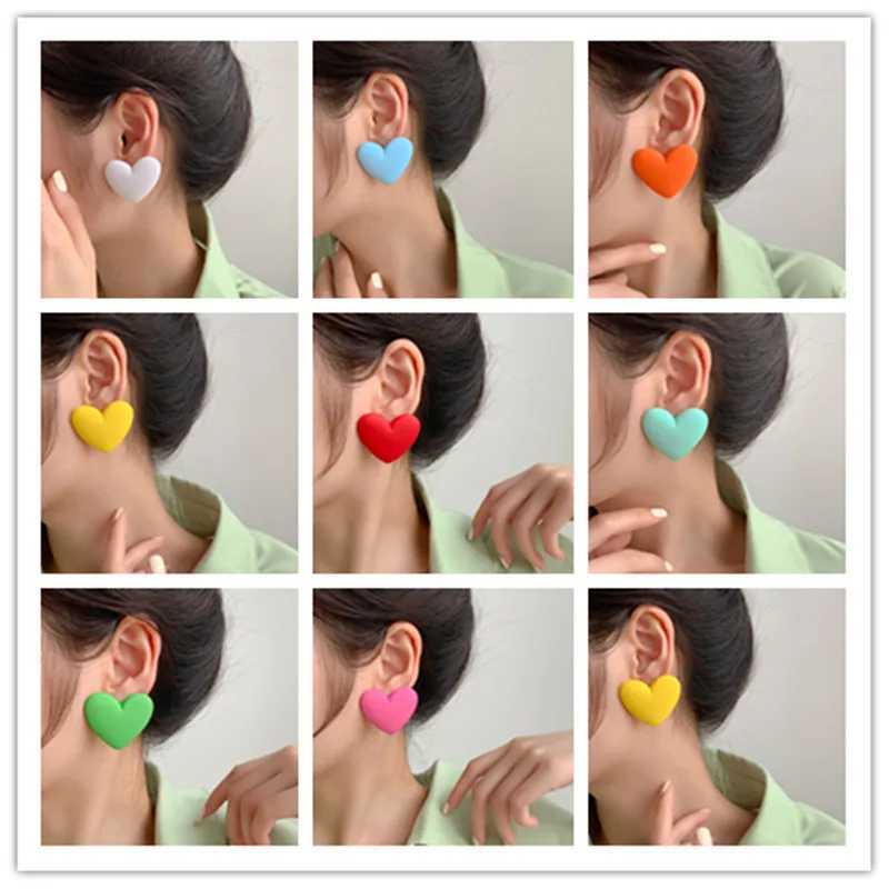 Heart Red Yellow clip on Earrings Love Statement Wedding Geometric Heart Bohemian Vintage Acrylic Trend Party Jewelry GiftX240913