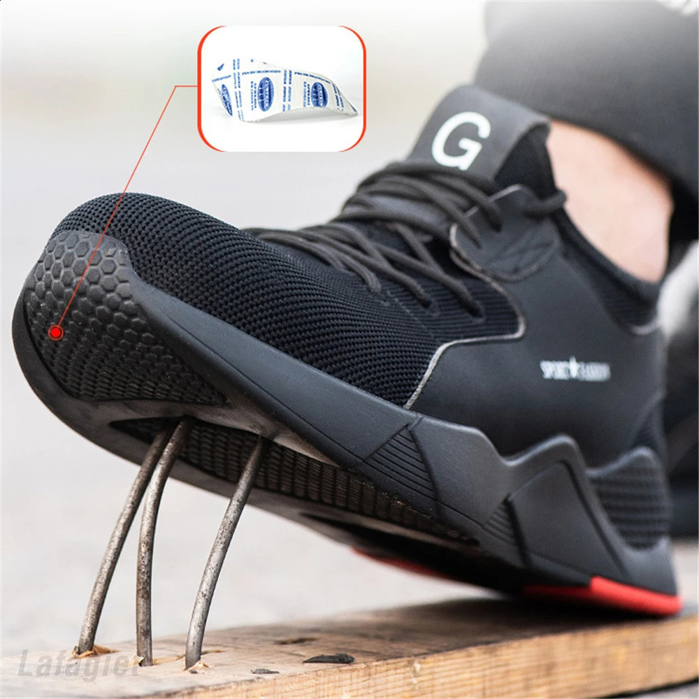 Mens Safety Men Sneakers Breathable Anti-smashing Lightweight Work Boots Indestructible Shoes With Steel Toe 240904