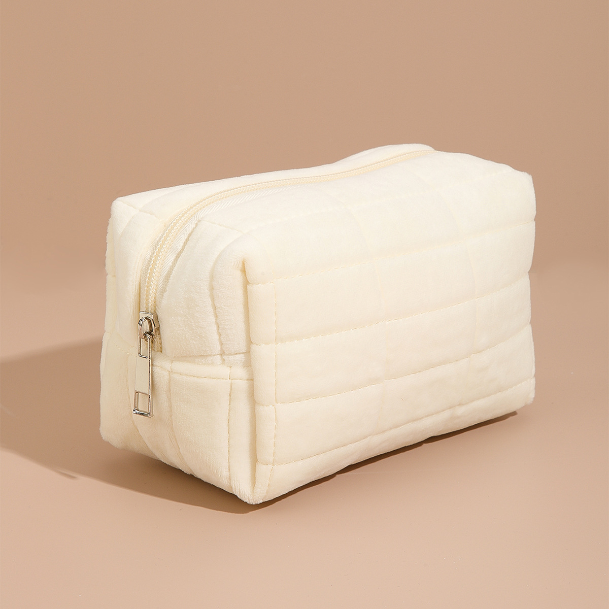 Makeup bag Solid color makeup bag travel storage bag portable large capacity checkered stitching cute and high beauty pillow bag pencil case